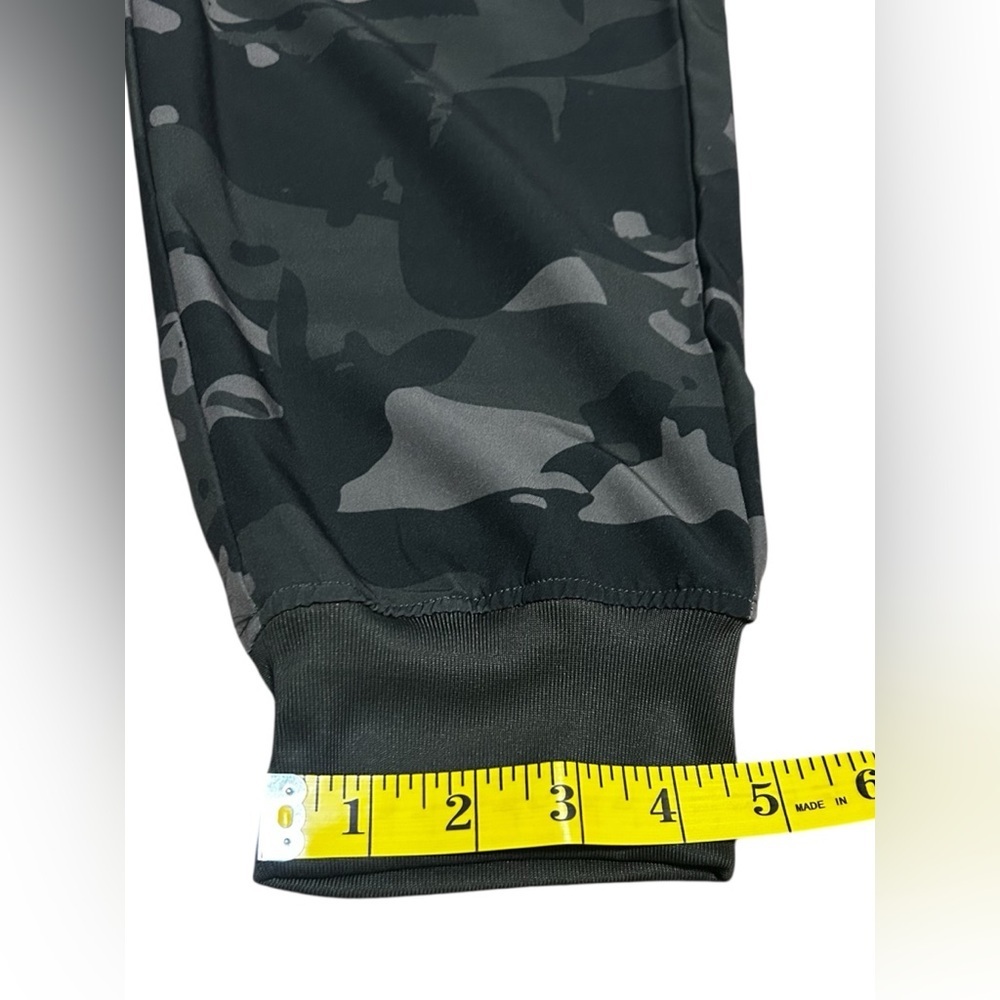 Camo Cargo Jogger Pants Mens Large Green Stretch Tactical Zip Pocket Athleisure - Picture 6 of 12
